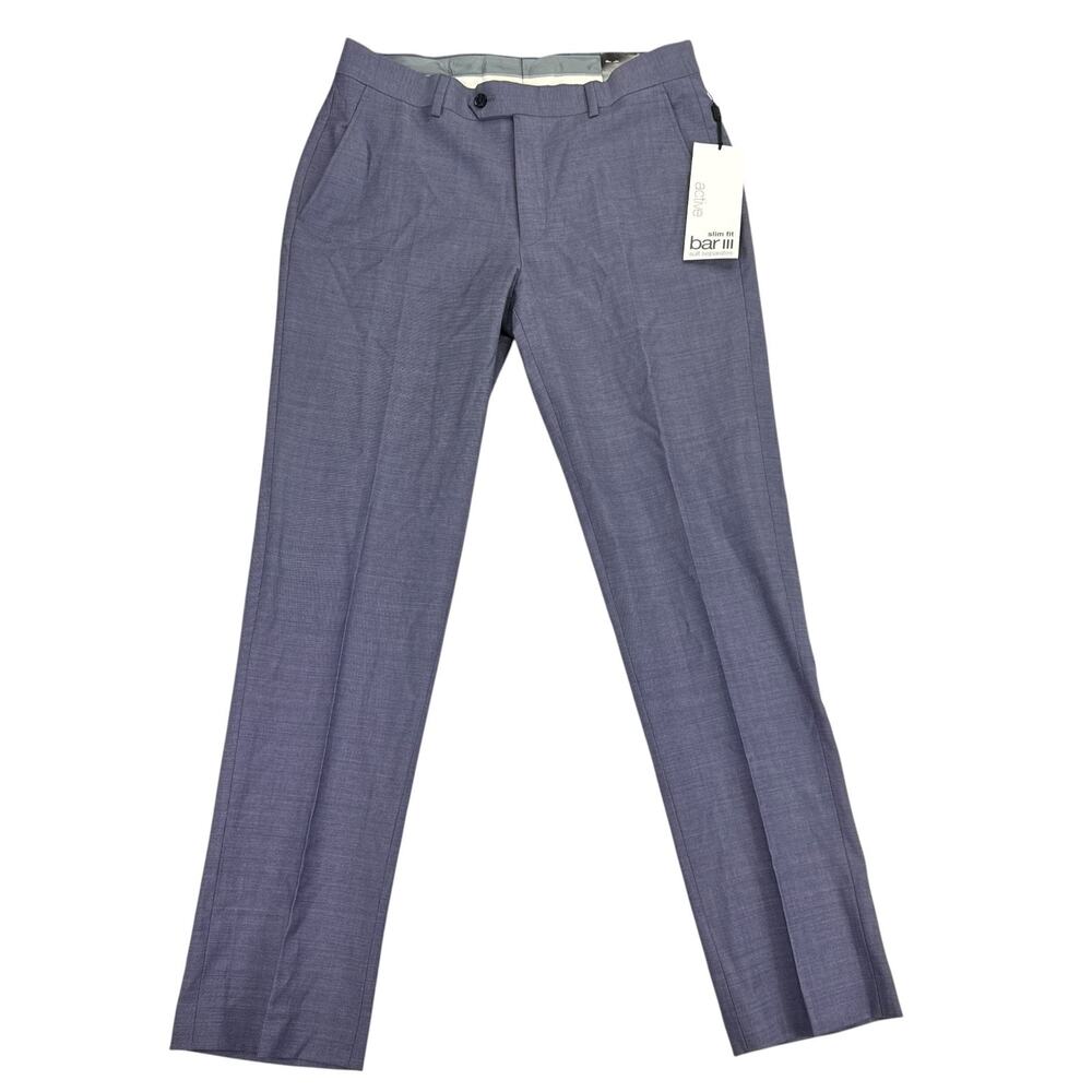 Bar III Mens Slim Fit Wool Blend Active Stretch Suit Pants Lavender Purple 31x30